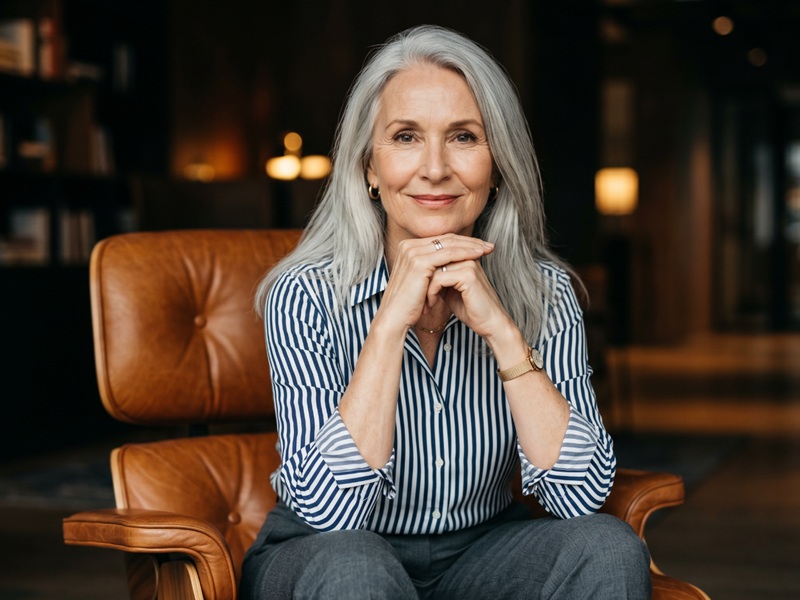 Confident older woman dressed elegantly